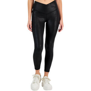 Jenni Women's Plus Crackle V-Waistband 7/8 Leggings XXL  Black NWT